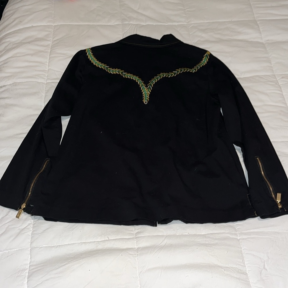 Bob Mackie women’s black blazer with beautiful green and gold embroidery size L - Picture 4 of 4